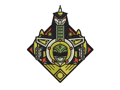 Green Ranger 90s dragon illustration power ranger vector