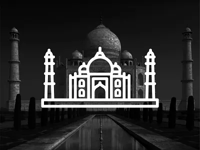 India !! Taj Mahal !! black building creative illustration india landmark line palace tajmahal vector