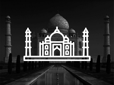 India !! Taj Mahal !! black building creative illustration india landmark line palace tajmahal vector