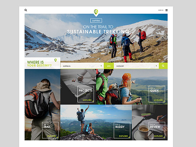 HikingDirectory extreme sport flat design green website hiking website mount hiking simple design ui design ux design web directory