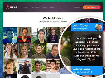 Heap - About Page about animation grid marketing people