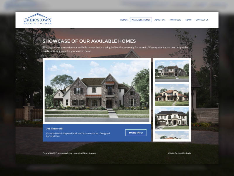 Jamestown Estate Homes builder estates gallery hero home houses real estate realtor website wip