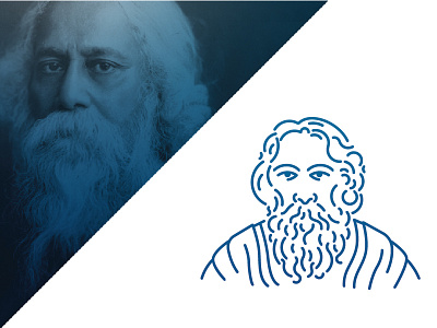 Rabindranath Tagore art daily desiconography design flat graphic icon india line minimal tagore vector