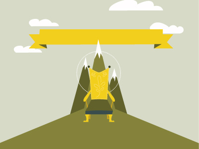 Throne chair illustration mountains thrown