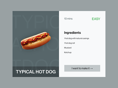 Recipe food gray hot dog ingredients interface recipe shades ui