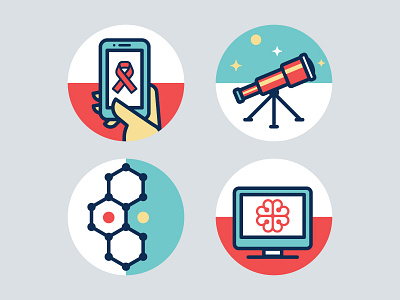 Trailblazer Icons pt.2 cancer computer flat icons illustration researchers smartphone stars telescope