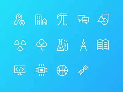 University icons academic courses icons pictograms university