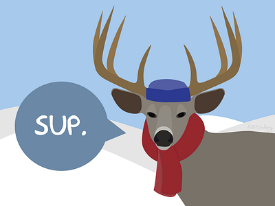 Blue Beanie Buck alliteration antlers buck deer snow winter