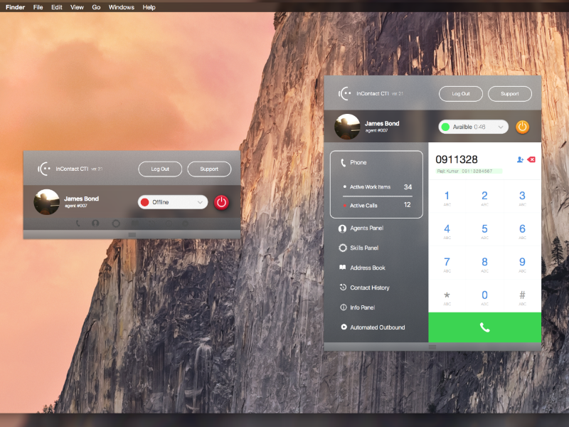 Soft Phone UI made with invision