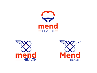 Mend Health bandage blue brand branding cells health icon identity logo orange well