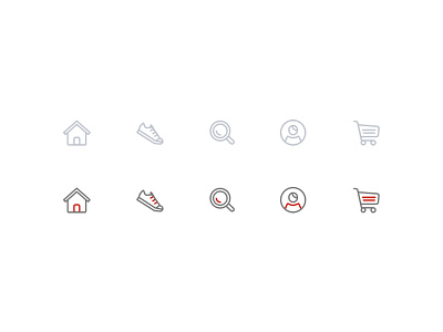 E-com Icons account cart home icon illustrator mobile search shoe shopping sketch web