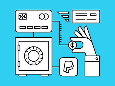 Payment Methods check credit card ecommerce hand icon illustration money paypal penny safe vector wire transfer