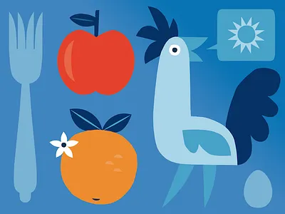 Kellogg's Breakfast chicken editorial illustration food illustration illustrated food illustration pattern