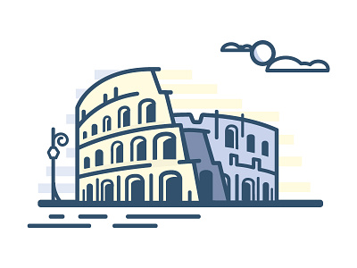 Colosseum clouds colosseum illustration stroke