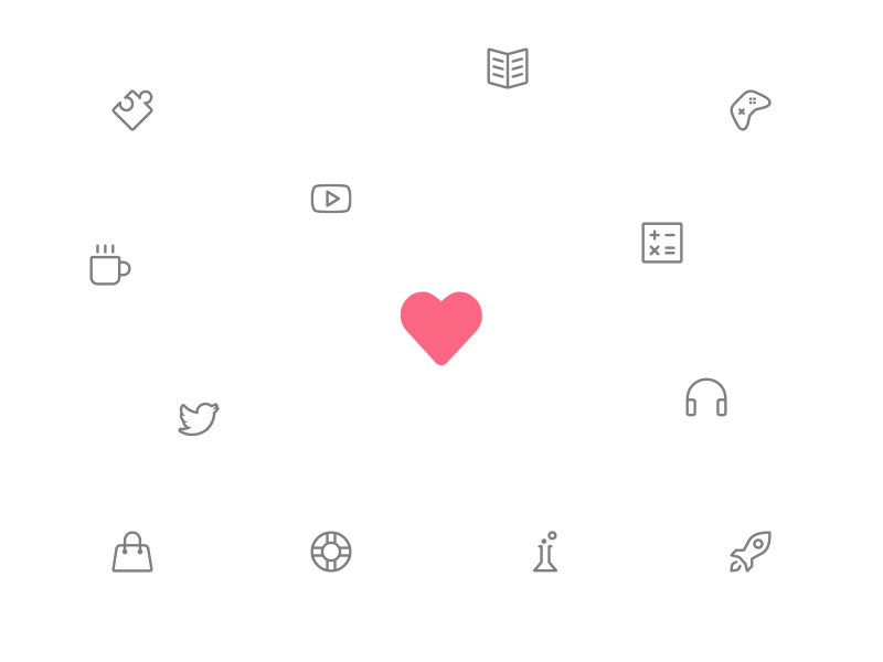 Things I Love after effects flat gif growing heart icons line love minimal pink