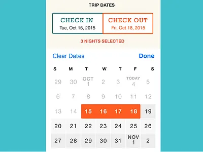 Custom Calendar Picker for iOS app calendar custom design design ios picker travel ui ux