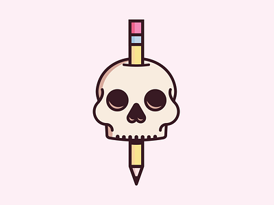 Draw or Die icon illustration pencil pencil in skull skull