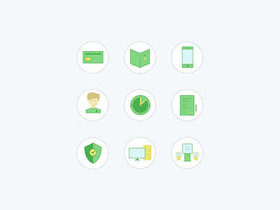 Icon Set for Bank bank branding clean credit design icons illustration illustrator material minimal set