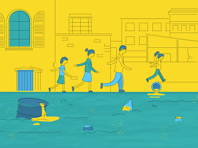 The Pursuit of Water character city dirty flat line stroke style styleframe trash vector water window