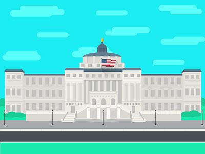 Library of Congress city congress drawing flat flat design illustration illustrator library street town vector washington