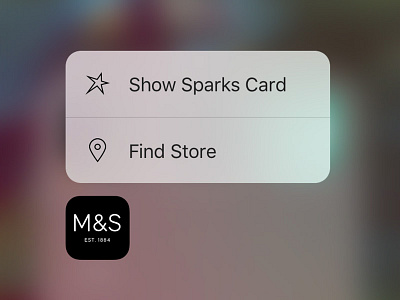 M&S QuickActions menu 3dtouch ios quick action menu ui