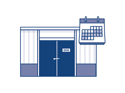 Safestore illustration - Book a locker blue calendar doors icon illustration monochrome safestore vector white