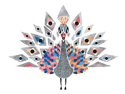 Premium Exhibitions Key Visual SS14 - Peacock aquarell artwork collage colors diamond eyes geometric illustration key visual peacock structure visual