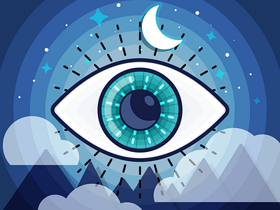 Dreamer archetype clouds dreamer eye illustration illustrator moon mountains sketch vector