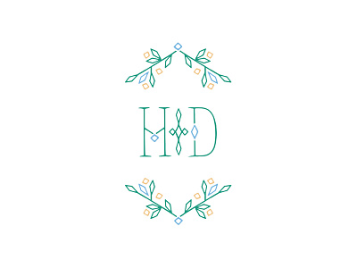 H & D Monogram — Wedding Invitation branches icon initials leaves lettering monogram ornaments type typography