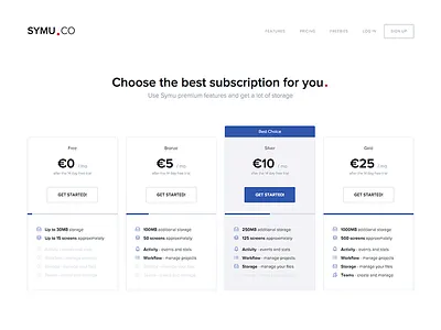 Symu.co - pricing design symu ui ux web webdesign
