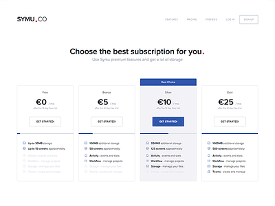 Symu.co - pricing design symu ui ux web webdesign