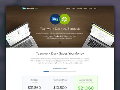 Teamwork Desk vs. Zendesk alternative help desk landing page saas software teamwork teamwork desk teamwork.com zendesk