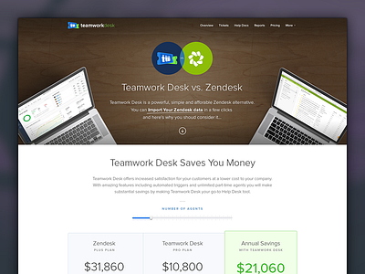 Teamwork Desk vs. Zendesk alternative help desk landing page saas software teamwork teamwork desk teamwork.com zendesk