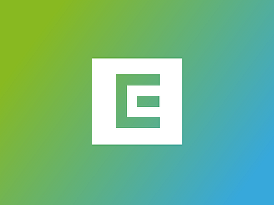 E Logo blue e green letter logo minimal square