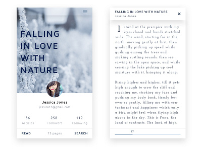 Readapp app article blog discover flat material minimal mobile read text ui ux