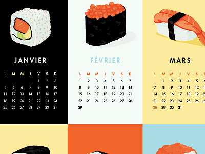 Sushi Calendar calendar illustration lovers maki sushi