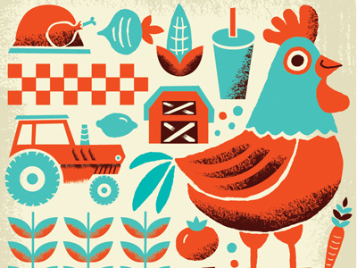 Brand Assets barn branding carrot chicken corn farm pattern restaurant soda tomato tractor turkey