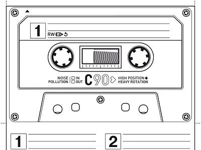 Mixtape Outlines cassette diy foldable mixtape music paper player