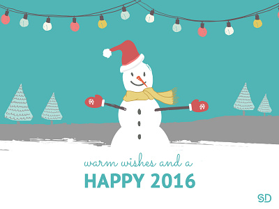 Happy 2016 2016 card graphic design new year postcard sahardesign