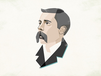 Al Ringling circus flat illustration portrait ringling