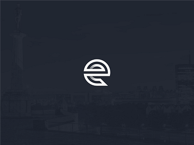 "e" logo mark circle circular e flat letter lines logo mark