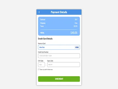 Daily UI Day #002 - Credit Card Checkout 002 app challenge credit card checkout dailyui mobile sketch ui ux