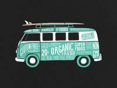 Health Mobile illustration lettering surf van volkswagon