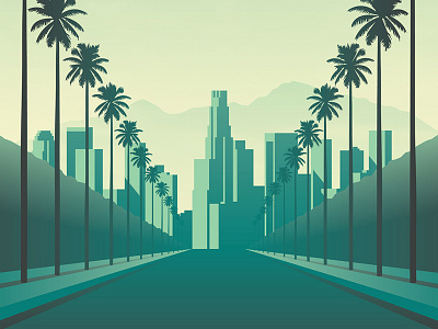 Mystery Project 73 california dan kuhlken dkng los angeles nathan goldman palm tree palm trees road vector