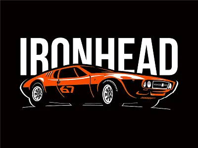 Mangusta car classic custom illustration ironhead logo old racer retro speed tshirt vector vintage