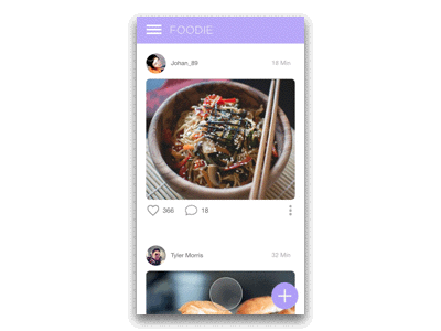 Foodie animation app food gif interaction motion photo principle sharing social ui ux