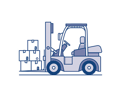 Safestore illustration - Move yo stuff blue box boxes fork lift forklift icon illustration monochrome safestore truck vector white