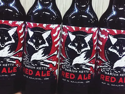 Harjun Kettu Red Ale craftbeer illustration label design panimo hiisi