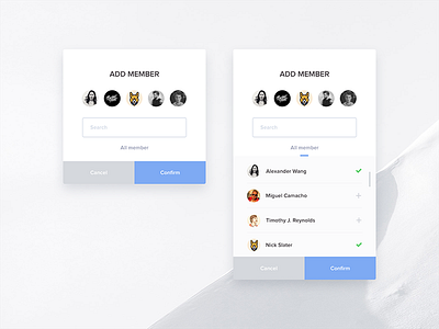 Add Member avatar card clean design member minimal task ui