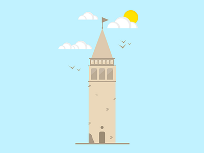 İstanbul - Galata Tower badge building city design emblem flat galata icon illustration istanbul turkey